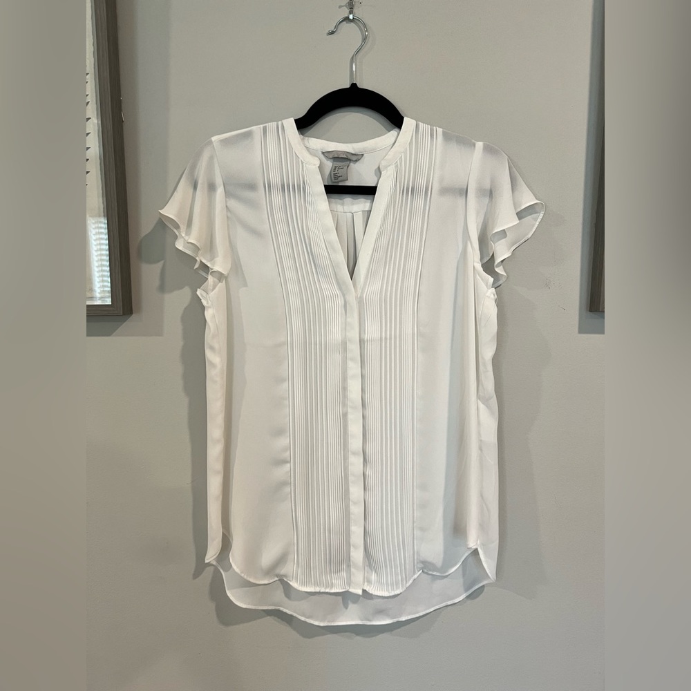 H&M - Flowy Semi Sheer White Top